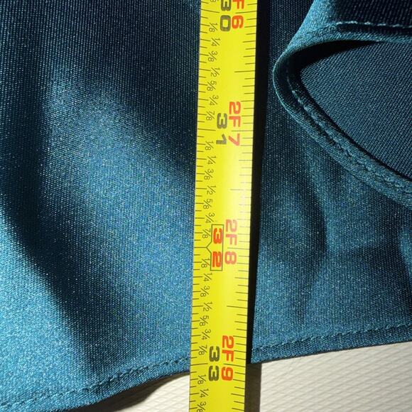 INC NWT Mosaic Green Satin Skirt Women’s XL Mid Length Holiday Party - Picture 6 of 10